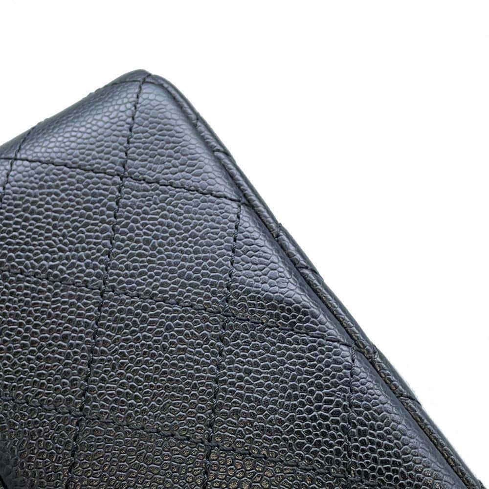 CHANEL Matelasse Single Flap ChainShoulder Bag Black Caviar Leather Size 30