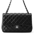 CHANEL Matelasse Double Flap ChainShoulder Bag BlackA58600 Lambskin Size 30