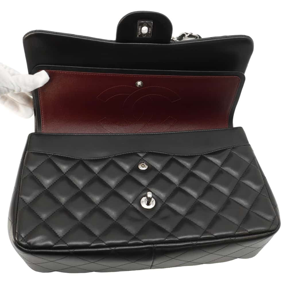 CHANEL Matelasse Double Flap ChainShoulder Bag BlackA58600 Lambskin Size 30