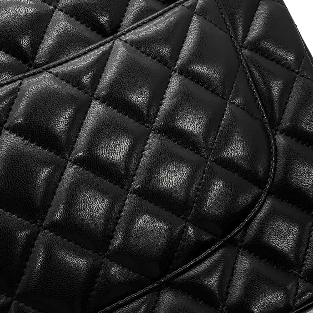 CHANEL Matelasse Double Flap ChainShoulder Bag BlackA58600 Lambskin Size 30