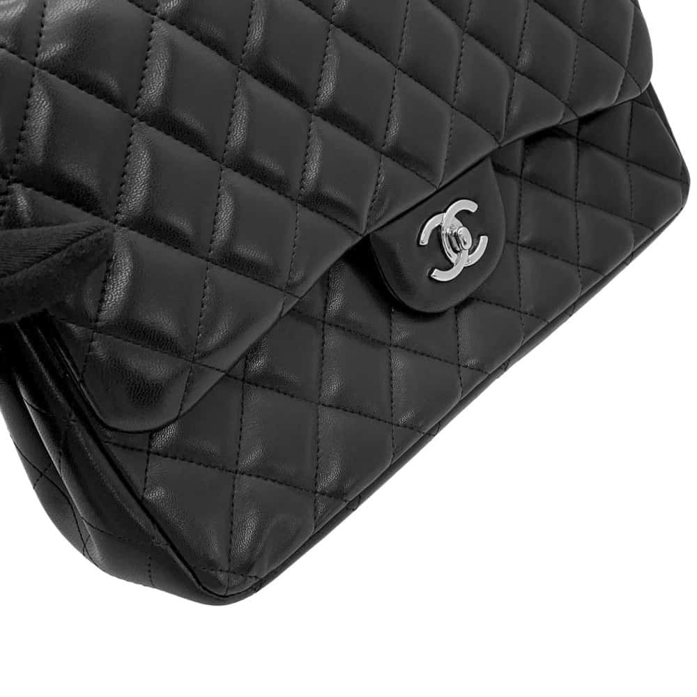 CHANEL Matelasse Double Flap ChainShoulder Bag BlackA58600 Lambskin Size 30