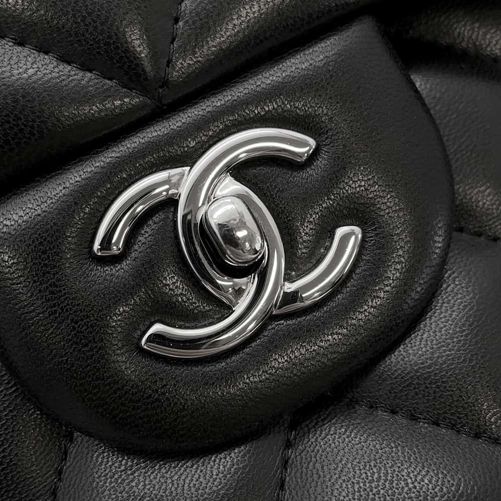 CHANEL Matelasse Double Flap ChainShoulder Bag BlackA58600 Lambskin Size 30