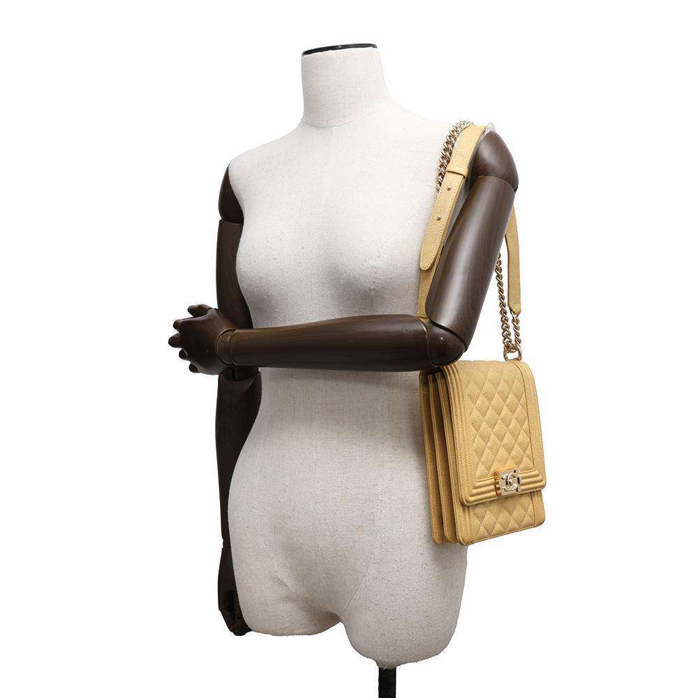 CHANEL Boy Chanel Vertical Chain Shoulder Bag YellowAS0130 Caviar Leather