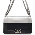 CHANEL Boy Chanel ChainShoulder Bag Black/SiLouis Vuittoner Leather