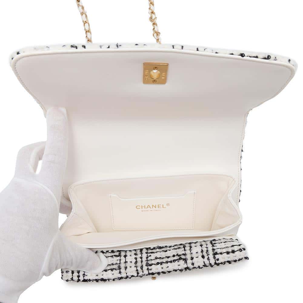 CHANEL 2wayChainShoulder WhiteAS4284 Tweed Leather