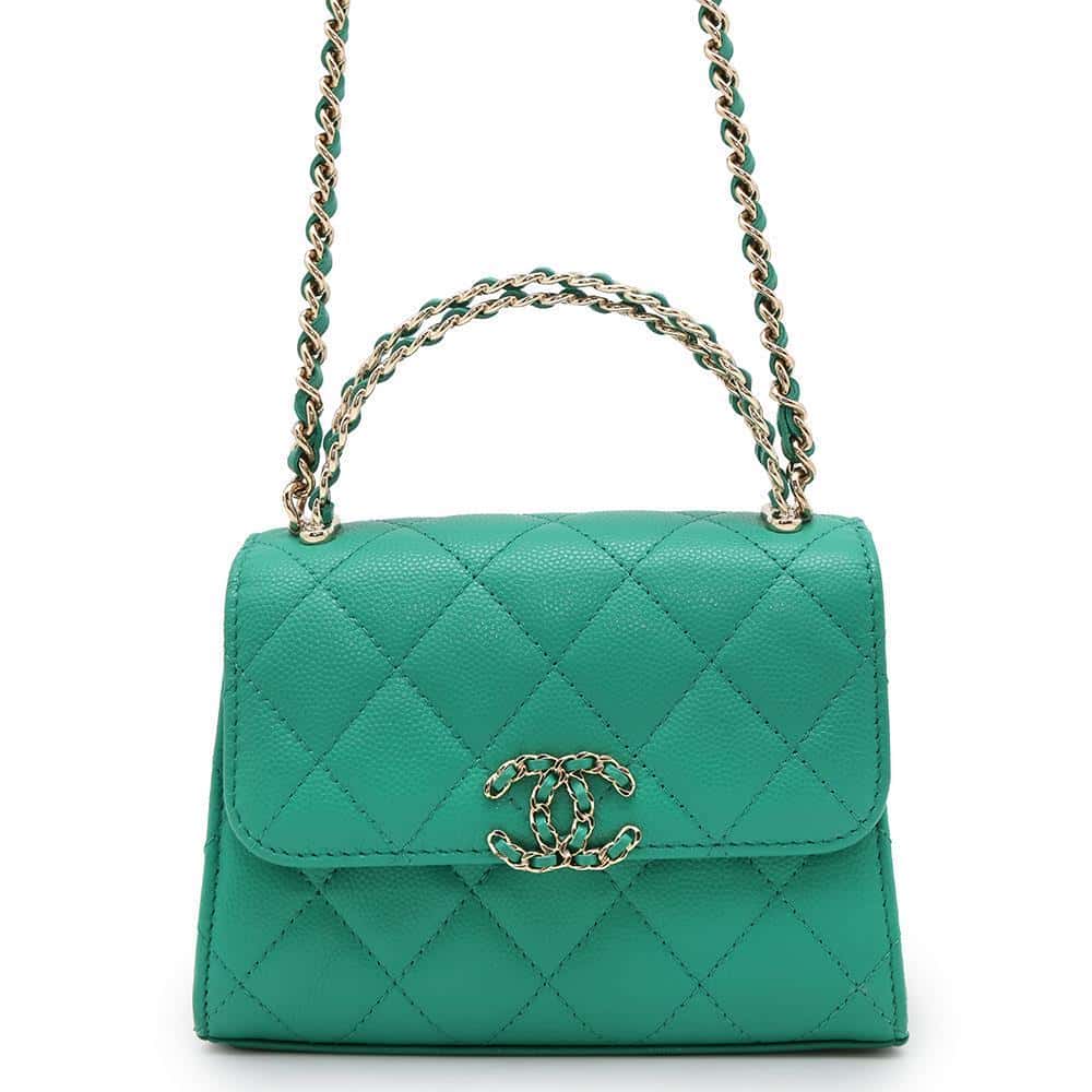 CHANEL Top handle Matelasse ChainShoulder GreenAP3237 Caviar Leather