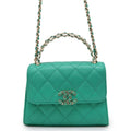 CHANEL Top handle Matelasse ChainShoulder GreenAP3237 Caviar Leather