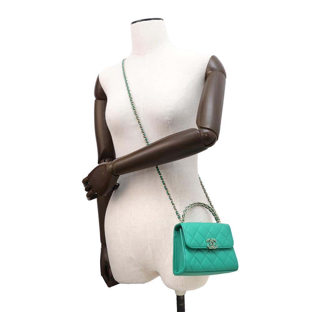 CHANEL Top handle Matelasse ChainShoulder GreenAP3237 Caviar Leather