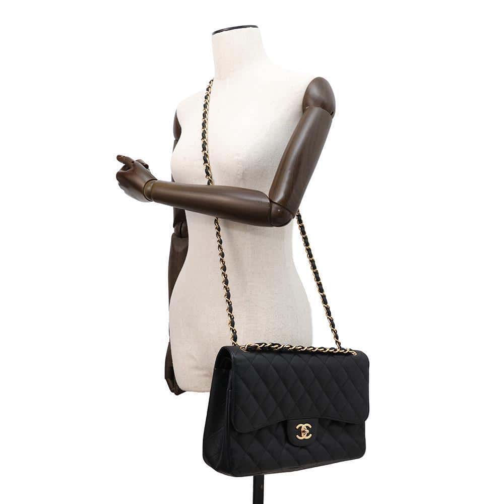 CHANEL Matelasse Double Flap ChainShoulder BlackA58600 Caviar Leather Size 30