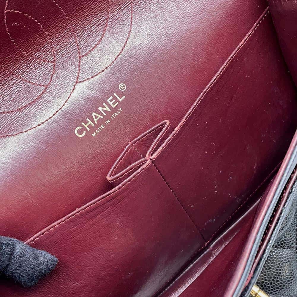 CHANEL Matelasse Double Flap ChainShoulder BlackA58600 Caviar Leather Size 30