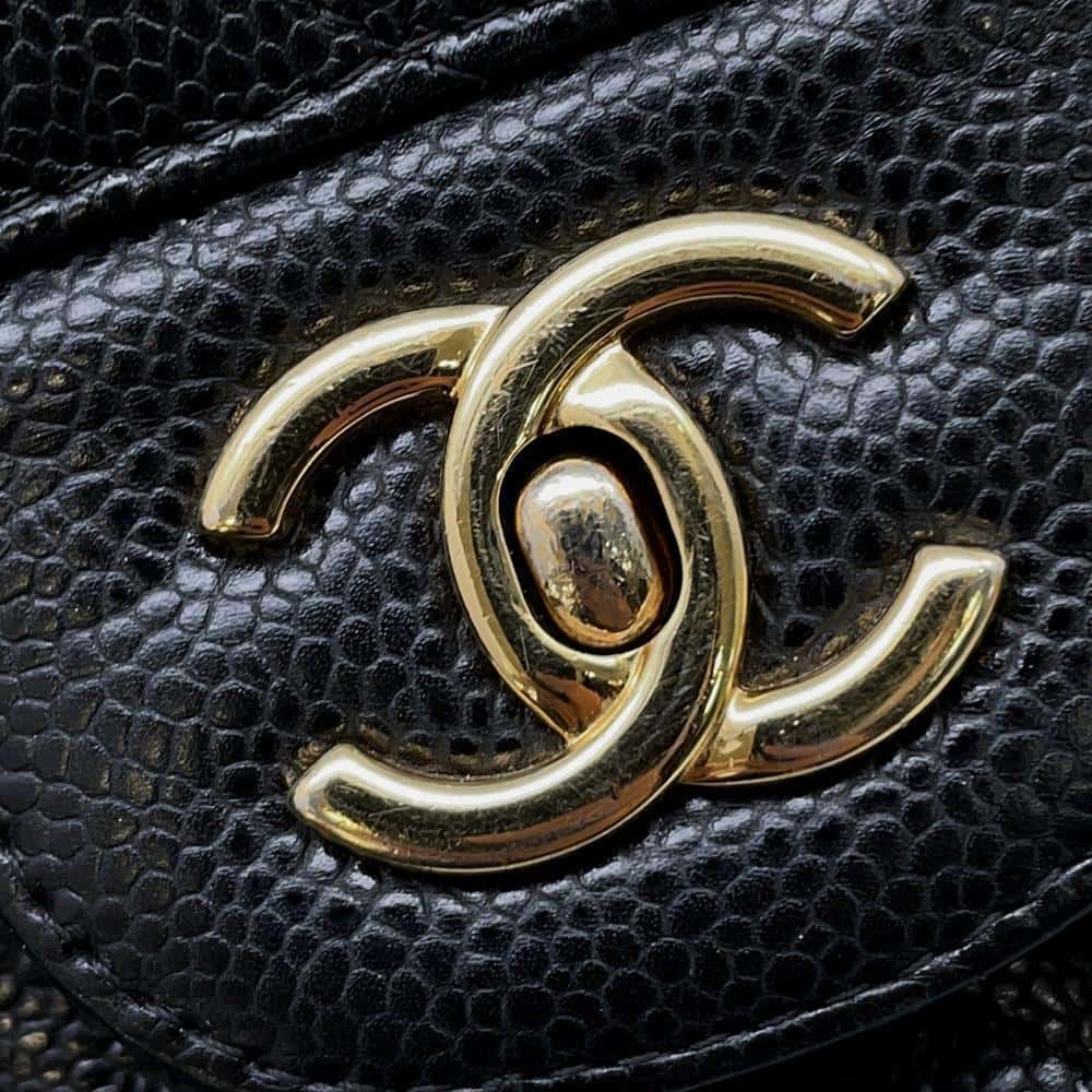 CHANEL Matelasse Double Flap ChainShoulder BlackA58600 Caviar Leather Size 30