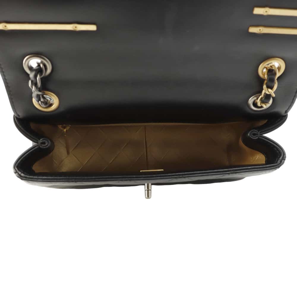 CHANEL Matelasse Bag Charm Single Flap Chain Shoulder BlackAS2979 Lambskin
