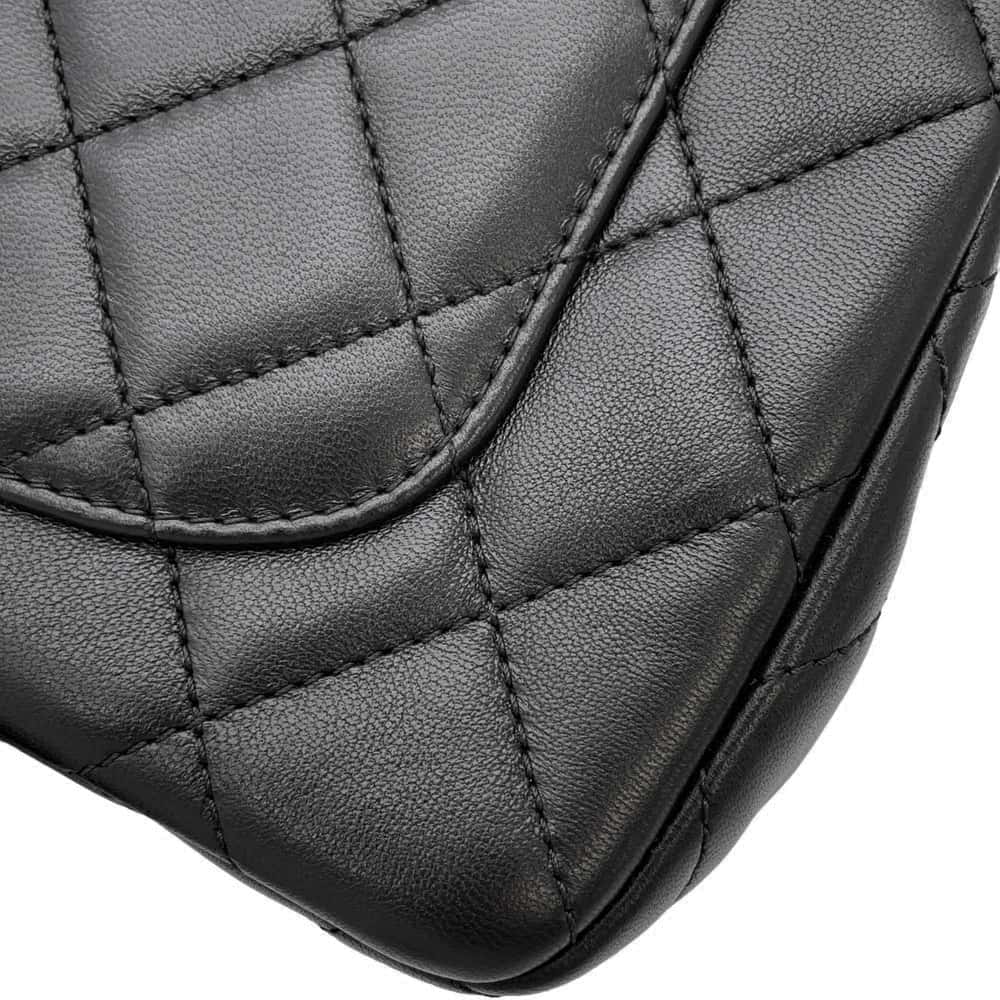 CHANEL Matelasse Bag Charm Single Flap Chain Shoulder BlackAS2979 Lambskin