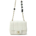 CHANEL Chocolate Bar Mini Flap ChainShoulder Bag Cruise 2023 Collection WhiteAS3744 Lambskin