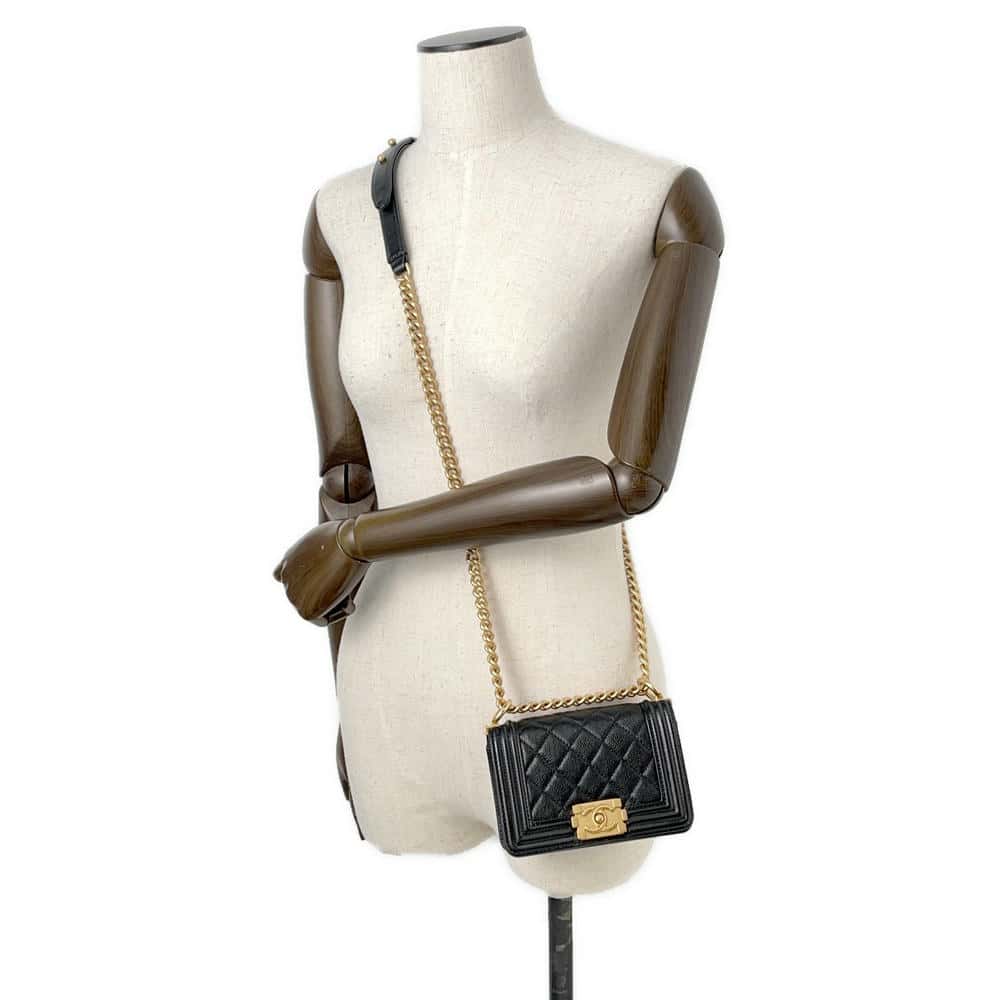 CHANEL Boy Chanel ChainShoulder Bag BlackA67364 Caviar Leather Size Mini