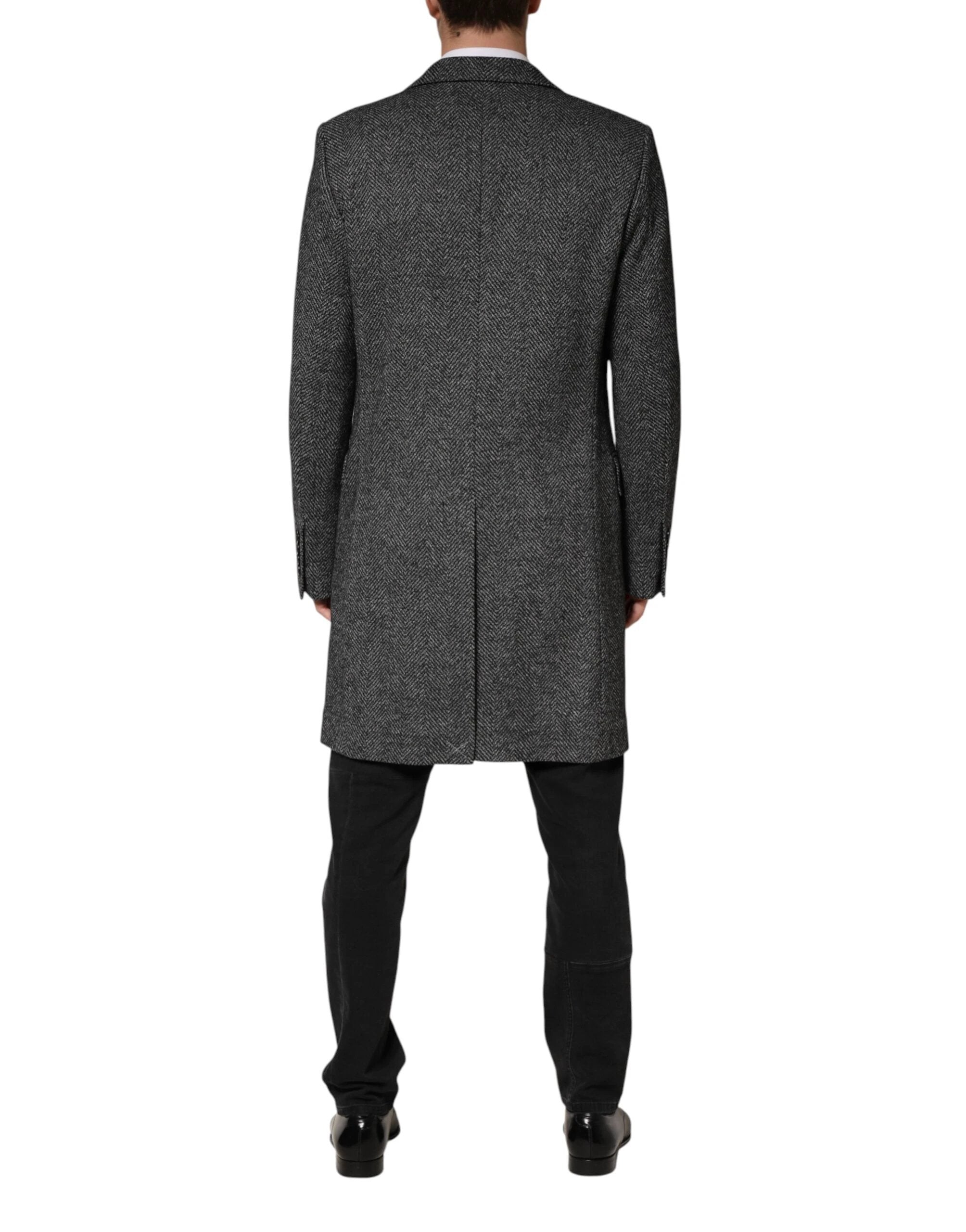 Dolce & Gabbana Gray Wool Blend Long Trench Coat Men Jacket