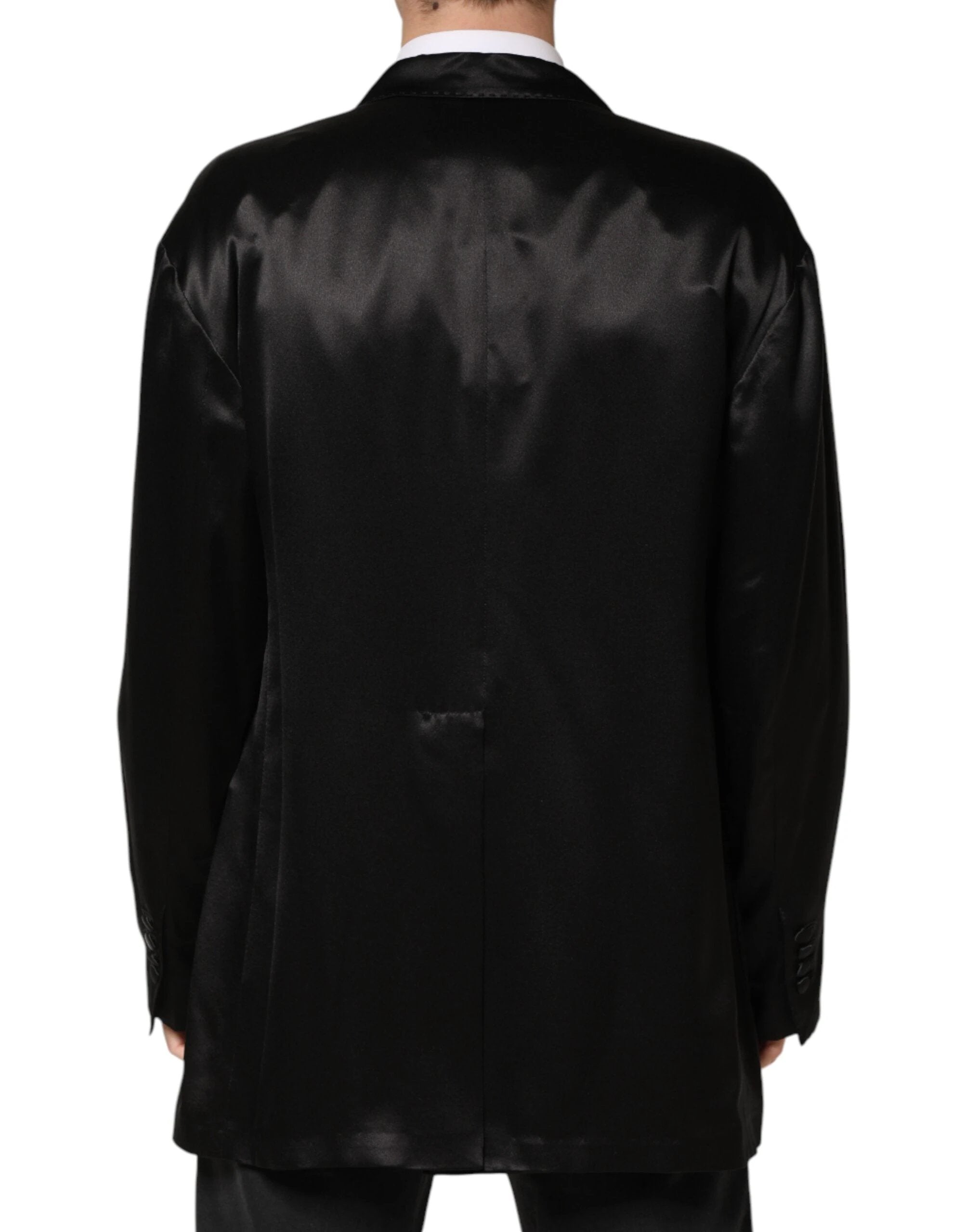 Dolce & Gabbana Black Silk Double Breasted 2 Button Blazer