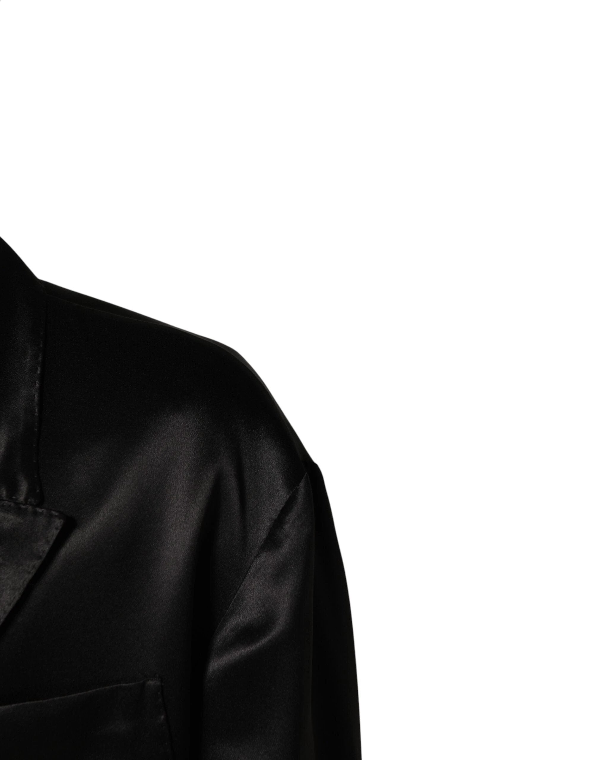 Dolce & Gabbana Black Silk Double Breasted 2 Button Blazer