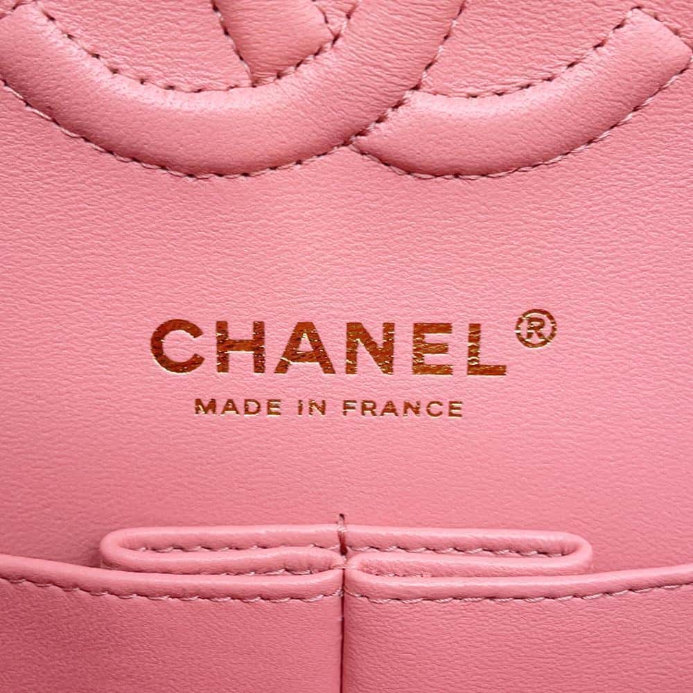CHANEL Matelasse W Flap ChainShoulder Bag PinkA01113 Caviar Leather Size 23
