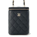 CHANEL Matelasse Small Vanity ChainShoulder Bag BlackAP1466 Caviar Leather