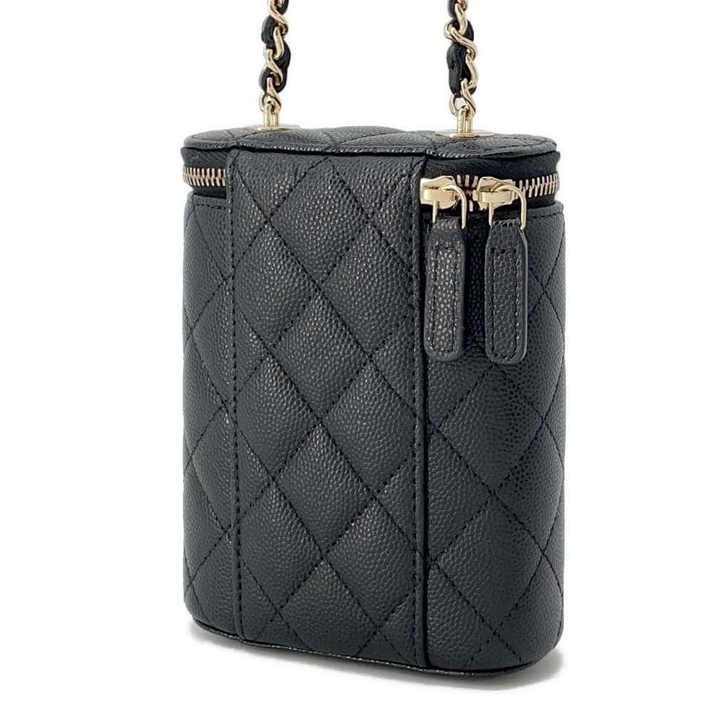 CHANEL Matelasse Small Vanity ChainShoulder Bag BlackAP1466 Caviar Leather