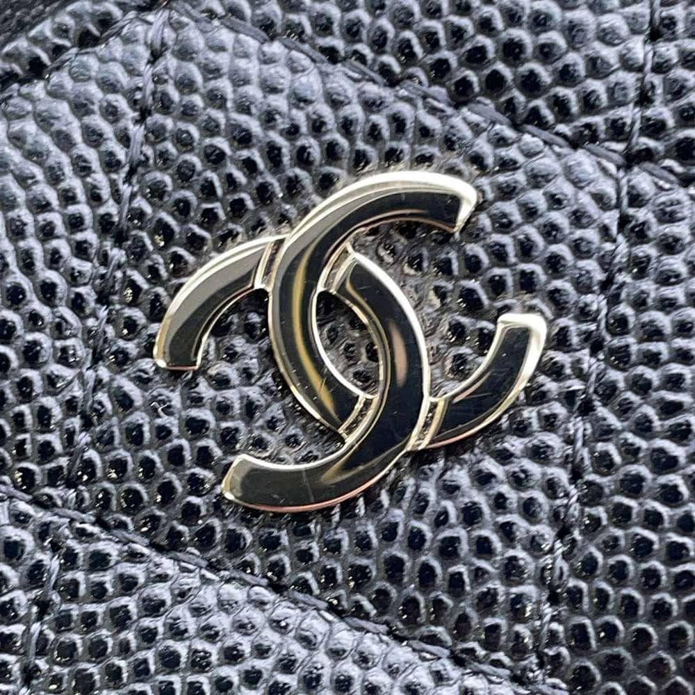 CHANEL Matelasse Small Vanity ChainShoulder Bag BlackAP1466 Caviar Leather