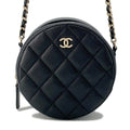 CHANEL Matelasse Round ChainShoulder Bag BlackAP0245 Caviar Leather