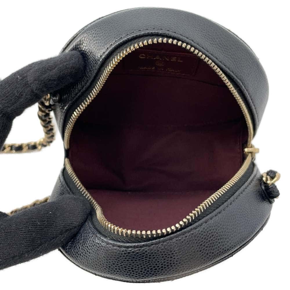 CHANEL Matelasse Round ChainShoulder Bag BlackAP0245 Caviar Leather