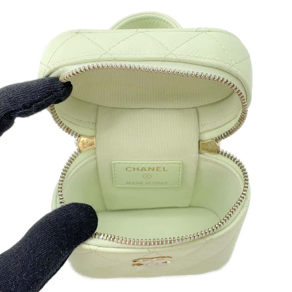 CHANEL Matelasse Small Vanity Shoulder Bag Light GreenAP2503 Caviar Leather