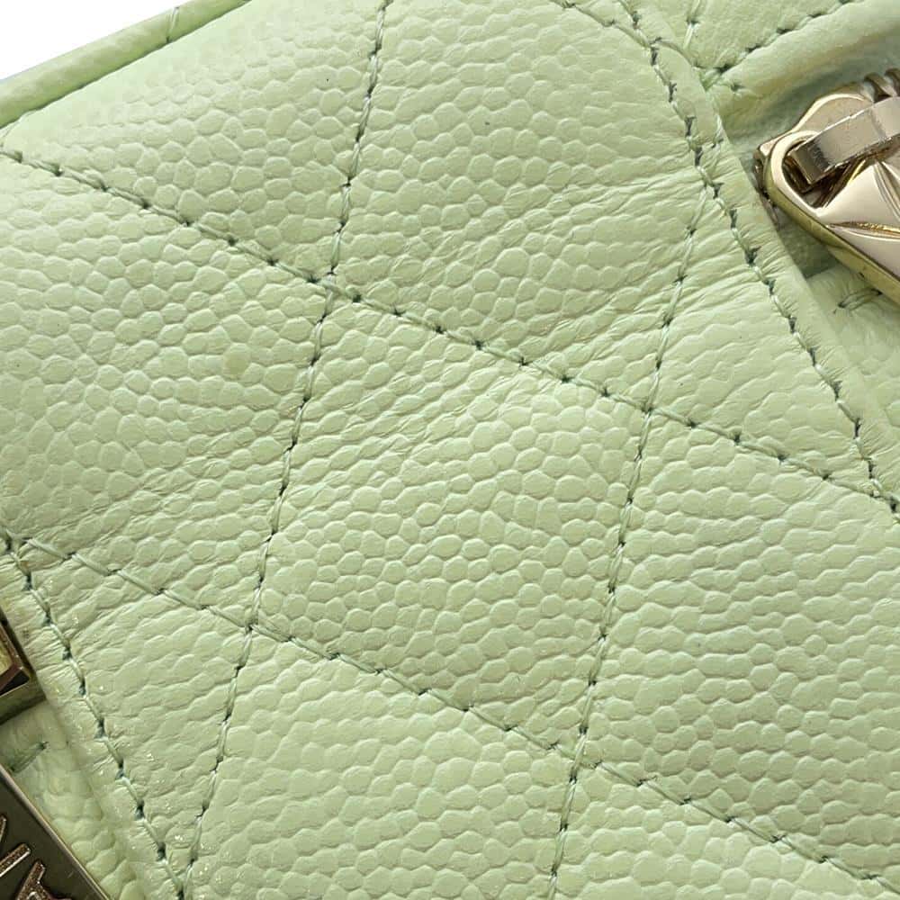 CHANEL Matelasse Small Vanity Shoulder Bag Light GreenAP2503 Caviar Leather