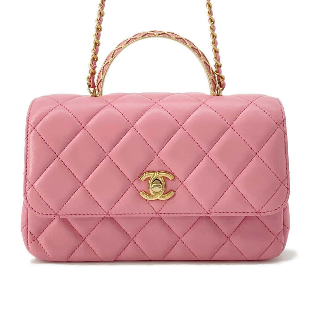 CHANEL Matelasse Lambskin 2WAY Shoulder Bag Top Handle PinkAS4233 Lambskin