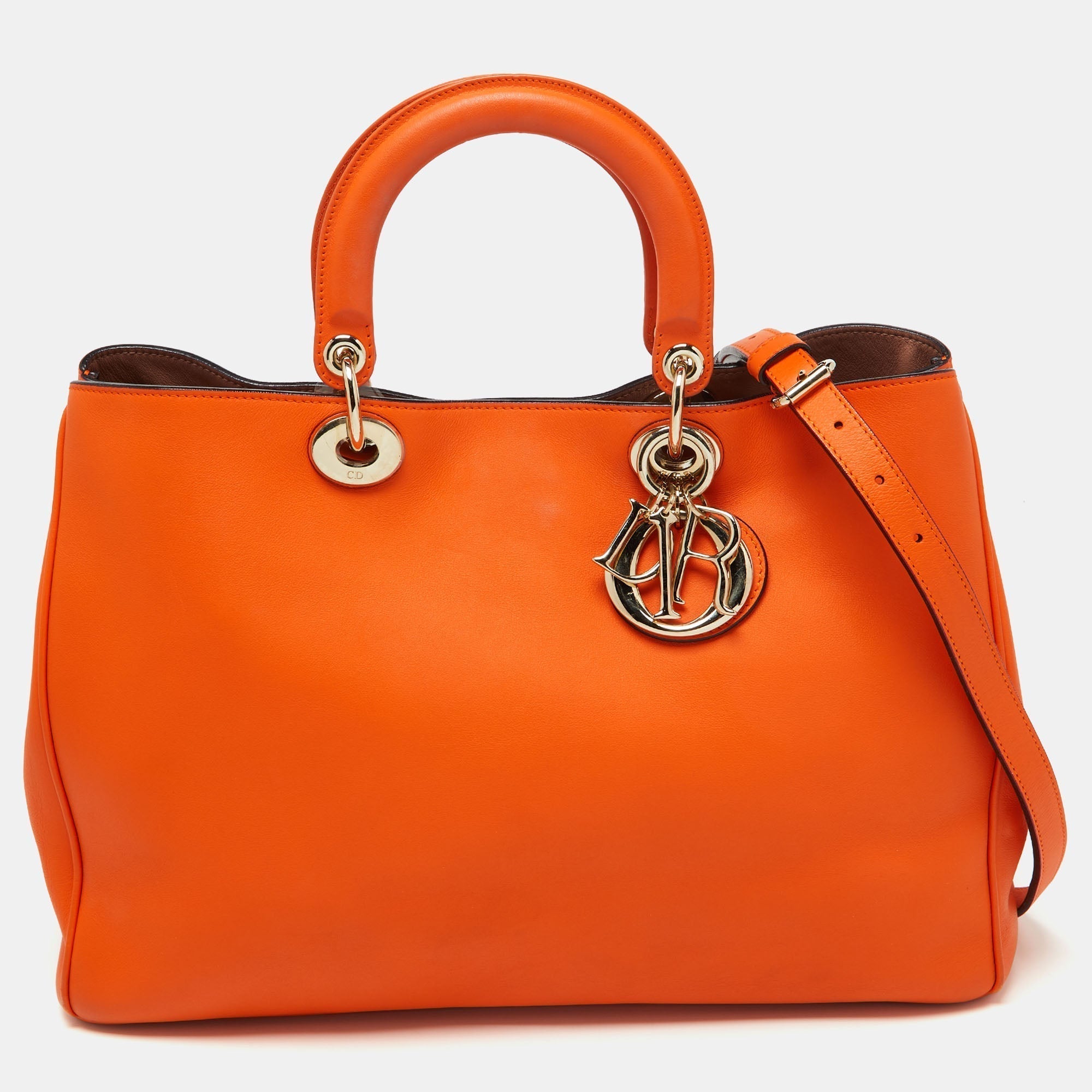 Orange Leather Large Diorissimo Shopper Tote