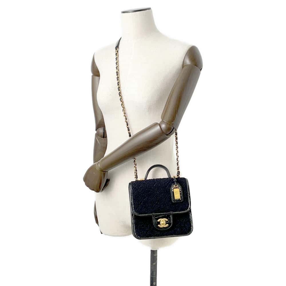 CHANEL Handle ChainShoulder Bag BlackAS3652 Jersy Patent Leather
