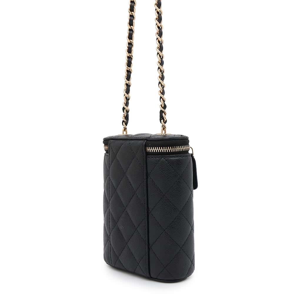 CHANEL Mini Vanity Matelasse Chain Shoulder Bag BlackAP1466 Caviar Leather