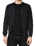 Dolce & Gabbana Dark Blue Cotton Full Zip Bomber Men Jacket