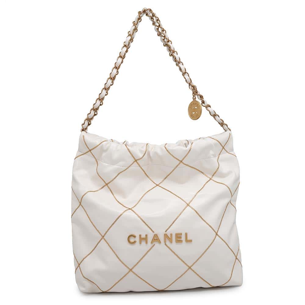 CHANEL CHANEL22 ChainShoulder Bag WhiteAS3260 Shiny Calf Leather Size Small
