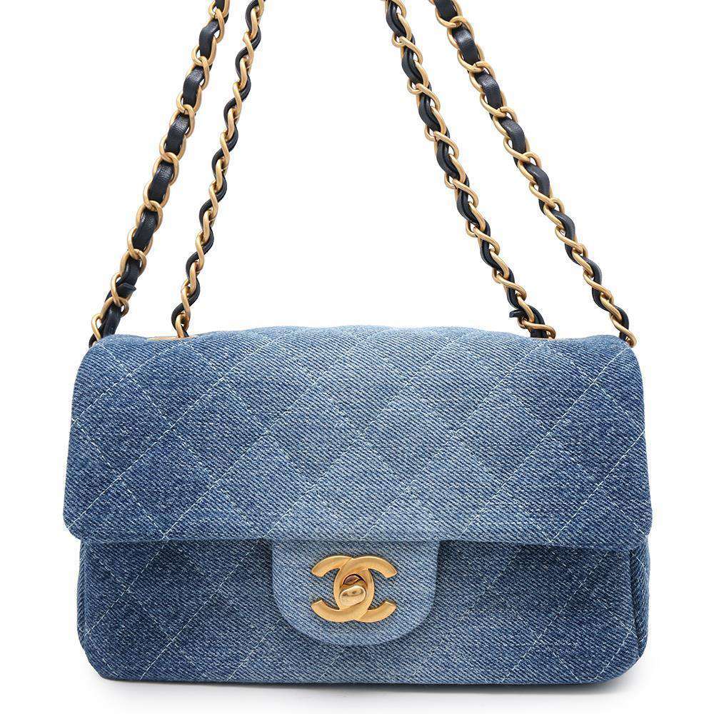 CHANEL Mini Matelasse ChainShoulder Bag BlueA69900 Denim Size 20