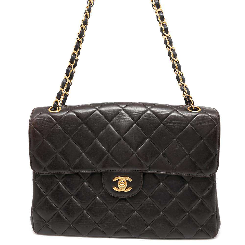 CHANEL Double FaCeline Matelasse ChainShoulder Black Lambskin