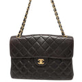 CHANEL Double FaCeline Matelasse ChainShoulder Black Lambskin