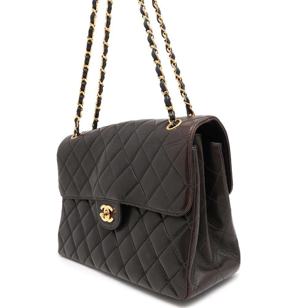 CHANEL Double FaCeline Matelasse ChainShoulder Black Lambskin