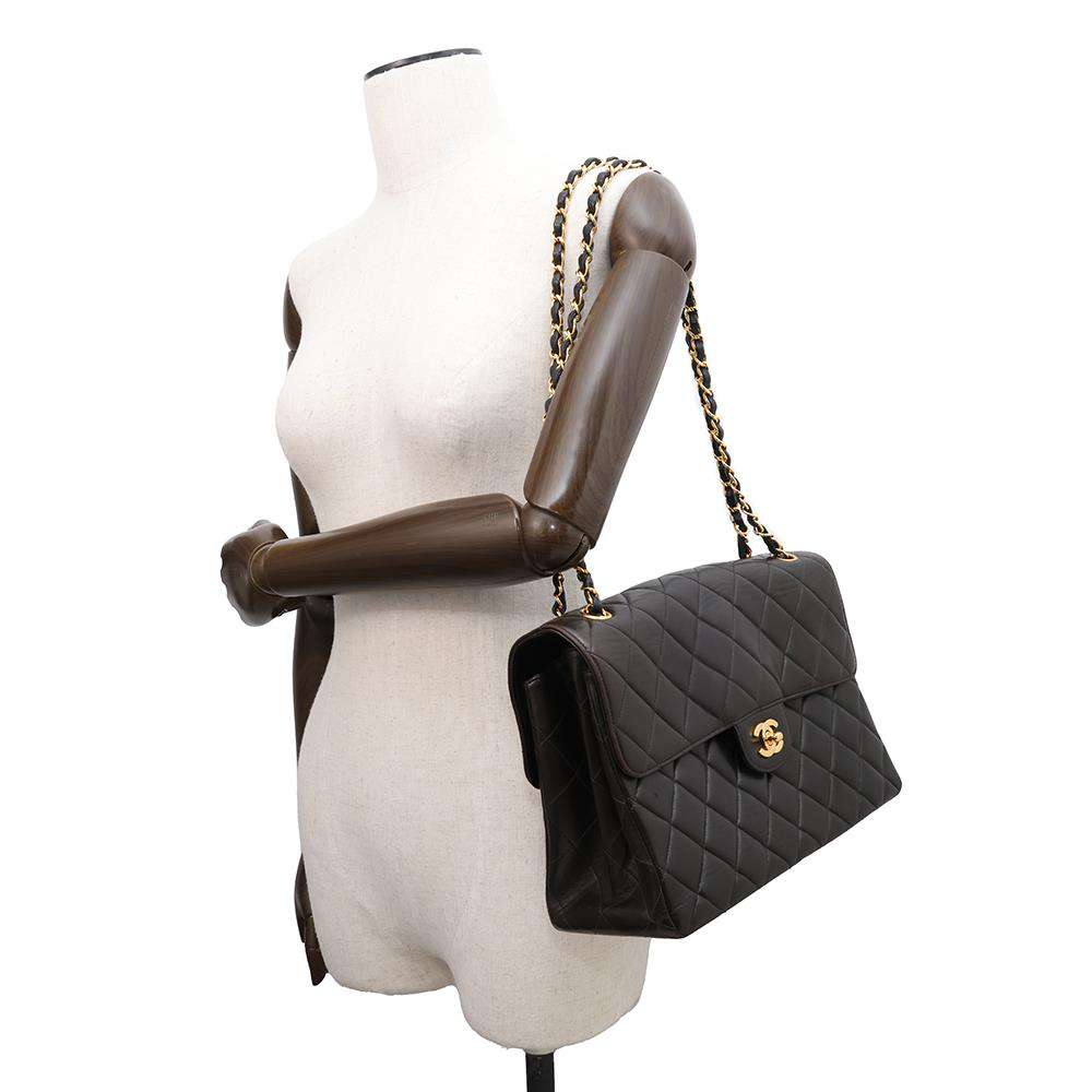 CHANEL Double FaCeline Matelasse ChainShoulder Black Lambskin