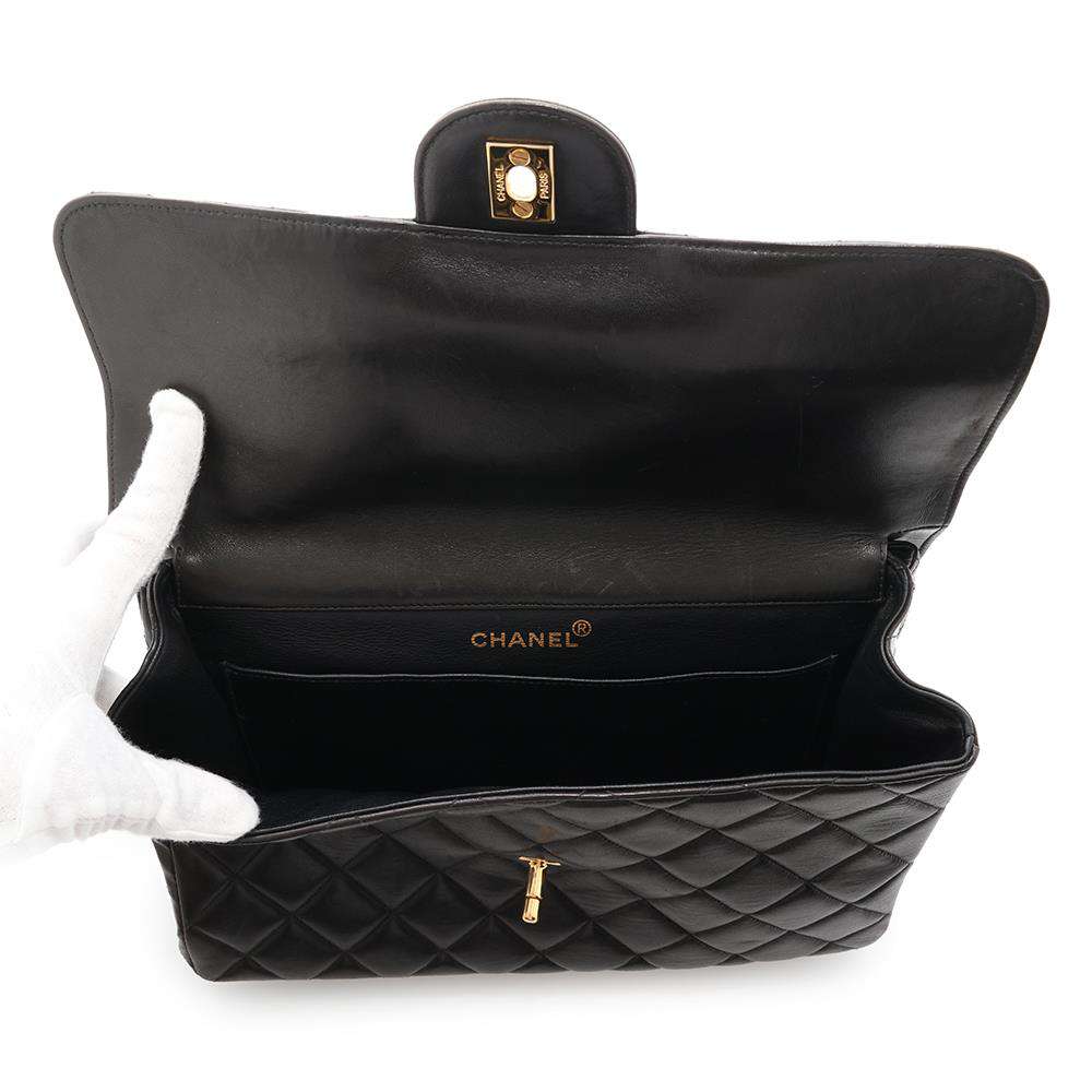 CHANEL Double FaCeline Matelasse ChainShoulder Black Lambskin