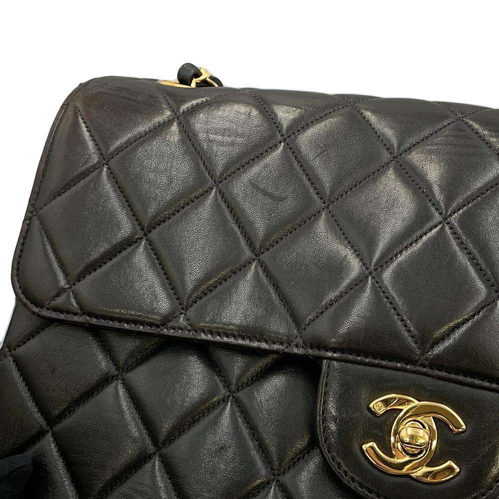 CHANEL Double FaCeline Matelasse ChainShoulder Black Lambskin