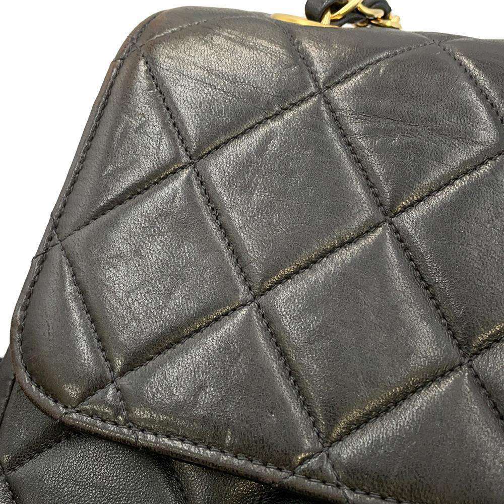 CHANEL Double FaCeline Matelasse ChainShoulder Black Lambskin
