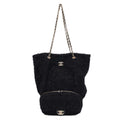 CHANEL Tweed 2WAY Shoulder Bag Black Tweed