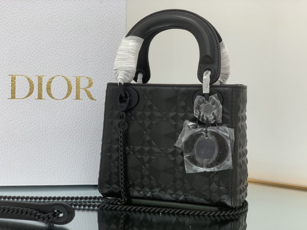 Dior Mini Lady Bag Black Cannage with Beaded Motif, Black, For Women Women’s Handbags, Crossbody Bags, 18cm CD M0505SNEA_M900