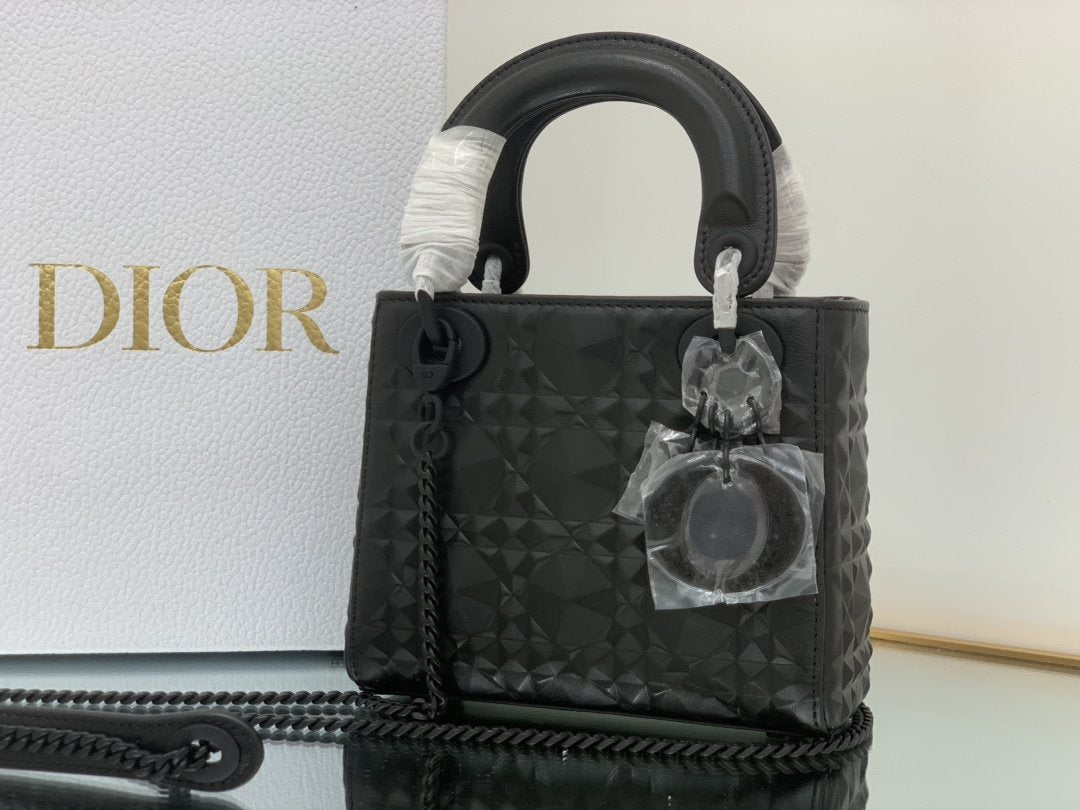 Dior Mini Lady Bag Black Cannage with Beaded Motif, Black, For Women Women’s Handbags, Crossbody Bags, 18cm CD M0505SNEA_M900