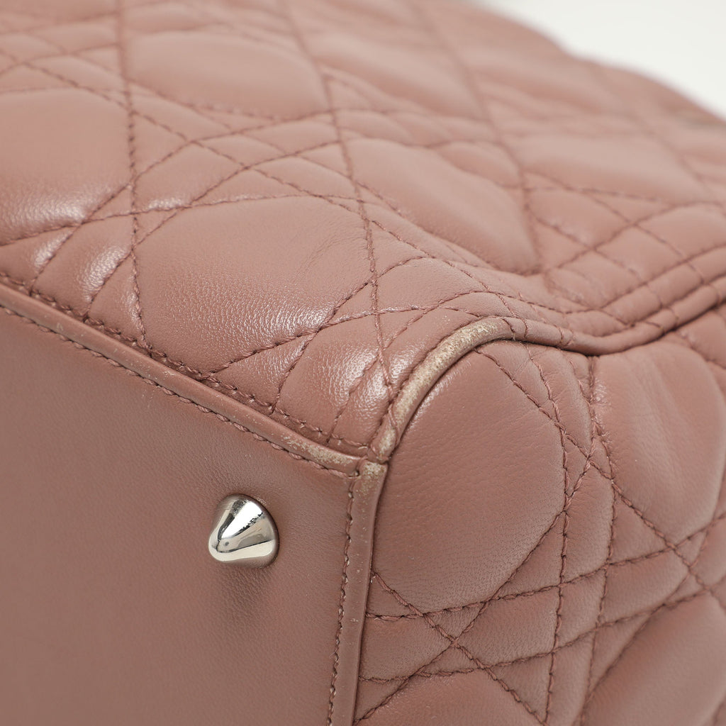 Dior Beige Cannage  Leather Medium Lady Dior Tote