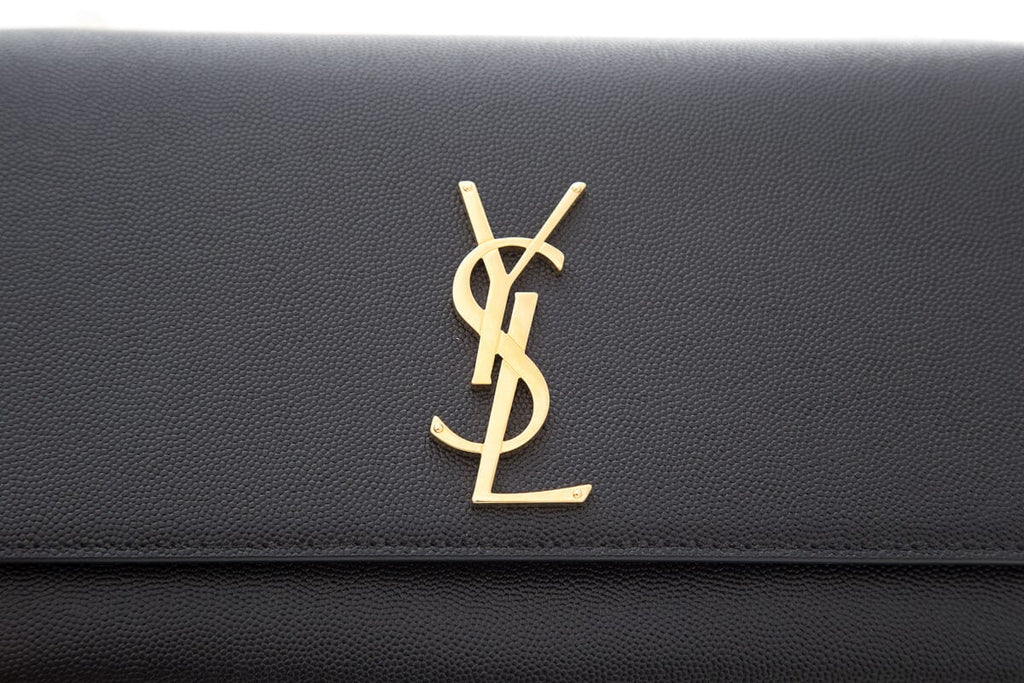 YSL Kate Medium Grain De Poudre Black Leather Shoulder Bag
