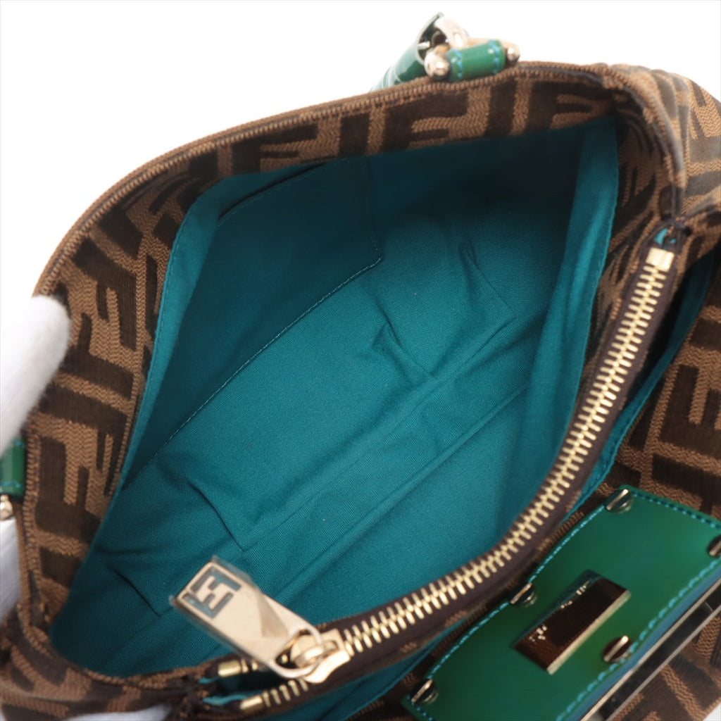 Fendi Zucca Canvas Handbag Brown and Green